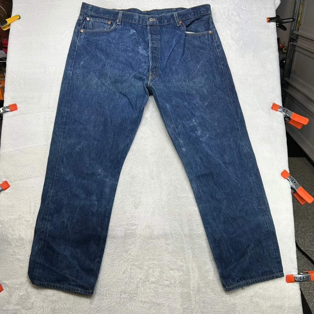 Levi's 501 Jeans Men's Blue‎ Denim Relaxed Straight Button Fly 41X31.5 - Flaws